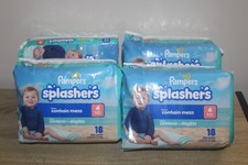4 Packs Pampers Splashers Swim Diapers Size 4 20-33 lb 72 Total Diapers