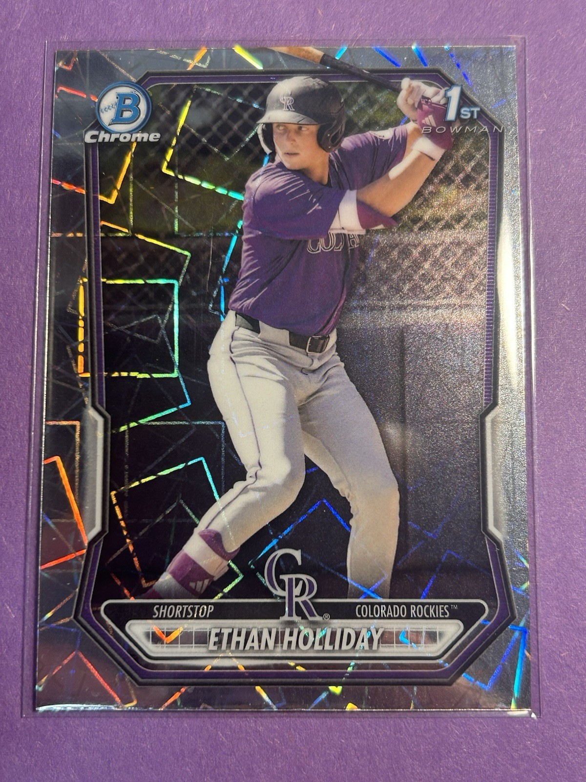 2026 Bowman Chrome Ethan Holliday 1st Chrome Laser Refractor #BCP-1 Rockies