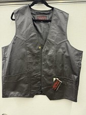Men  s Leather Motorcycle Vest Black 5XL Leather World by Lucky Leather Biker New