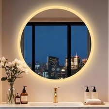 Round LED Bathroom Mirror Backlit Vanity Mirror Fogfree Circle Lighted Frameless