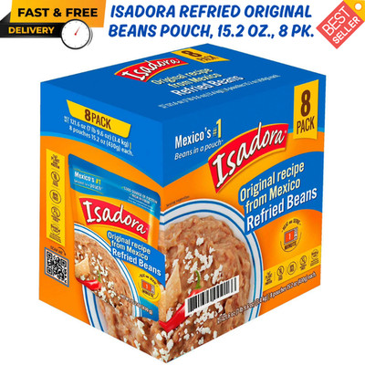 Isadora Refried Original Beans Pouch, 15.2 oz., 8 pk. Total 121.6 oz Mexican NEW