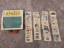 Vintage FISHER PRICE 1972 School Days Desk With Chalkboard and 16 Cards
