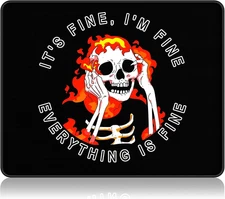 Mouse Pad, 12 X 10 in Cute Skull Theme Computer Mouse Pad for Desk, Premium-Text