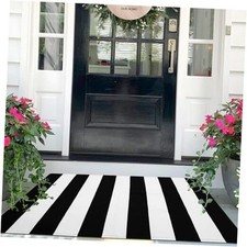 Black White Striped Rug -27.5" X 43" Front Door Mats Outdoor,Washable Rug for