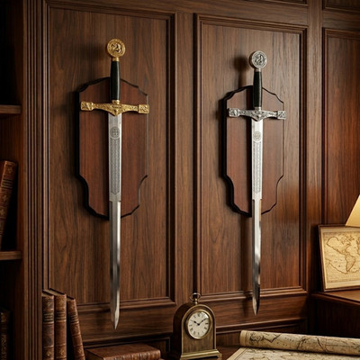 45'' King Arthur Excalibur Sword Replica Medieval Sword with Display Plaque