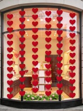 144 Red Hearts Felt Garland - Large Pack NO DIY 6 Strands - Valentines Day De...