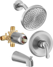 Tub Shower Faucet Set with Valve, Tub and Shower Faucet Set Complete Brushed Nic