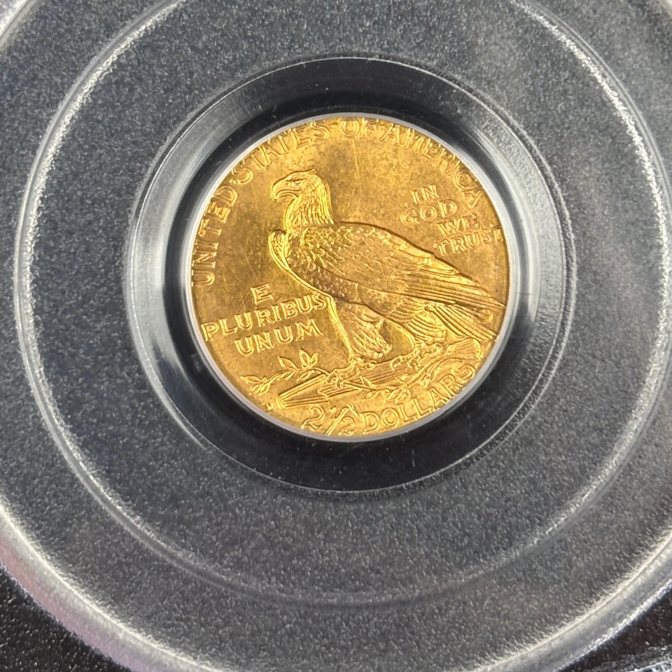 1925 D $2.5 Indian Head Quarter Eagle Gold Coin PCGS MS64 CAC Old Holder - Image 4 of 4