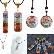 Natural Stone Orgonite Pendant 7 Chakra Healing Energy Reiki Resin Necklace