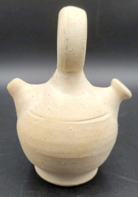 Vintage Spanish Botijo Pottery Water Jug Unglazed 