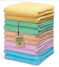 10 Pack Wash Cloth Rags 100 Cotton Terry Rags 12x12 inch Multi Colors