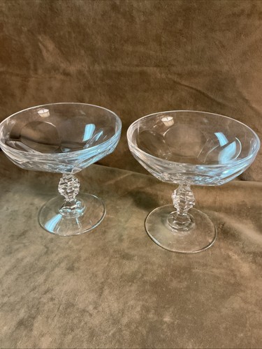 Vintage Val St Lambert President pattern Saucer Champagne Pair In Clear