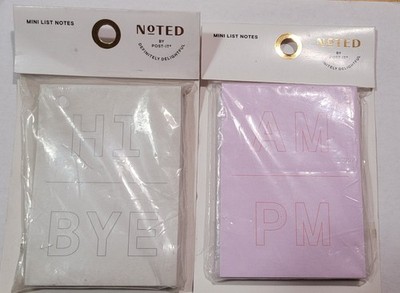Noted by Post-it Mini List Notes - AM/PM and HI/BYE 100 notes each