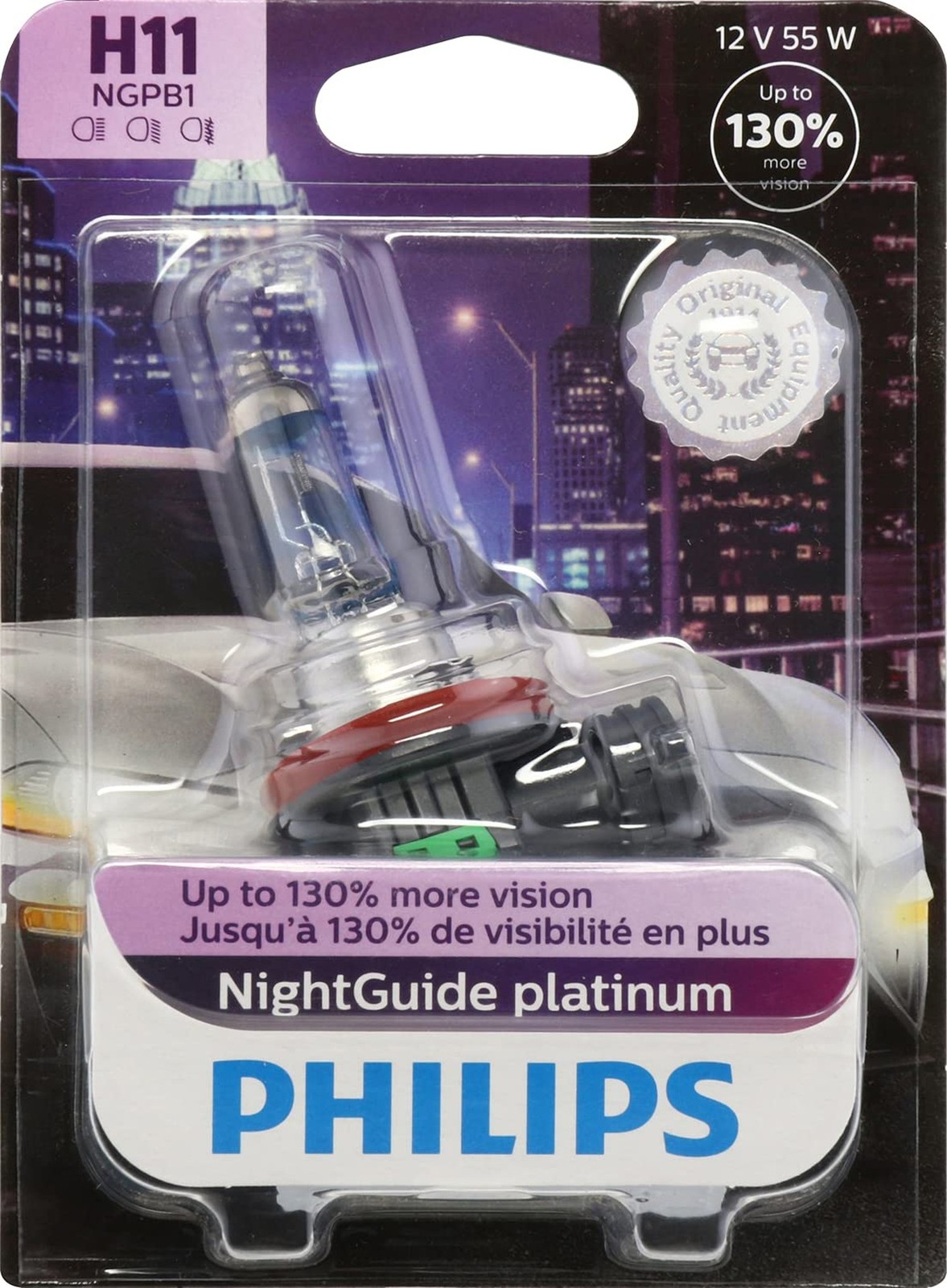 Philips Automotive Lighting H11 NightGuide Platinum Premium Upgrade Automotiv...