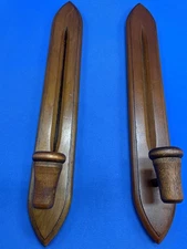 Vintage Homco Wooden Wall Candle Stick Holders Mid Century Boho 14.5"