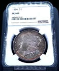 1886 Morgan Dollar $1 - NGC MS64 GEORGEOUS NATURAL TONING