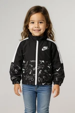 Nike Girls Windbreaker Jacket Black White Mesh Lined 4 5 6 6X NWT