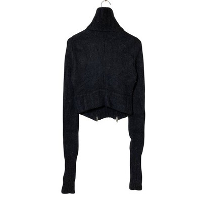 Ann Demeulemeester Alpaca wool knit short jacket, size 36, black