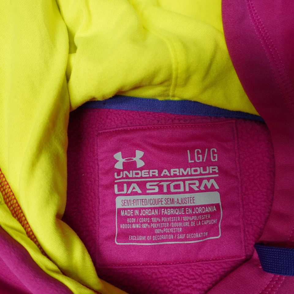 Under Armour Hoodie Women's Pink Yellow LG Polyester UA Storm - Image 4 of 4