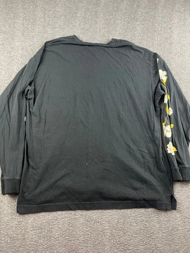 Victoria's Secret PINK Black Long Sleeve Floral Sleeve Shirt Size XL - Image 2 of 4