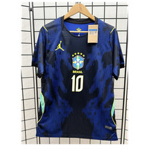 Jordan Nike Brazil Soccer Jersey Neymar Jr. #10 Blue Black Yellow Men's