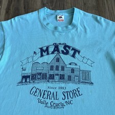 Vintage Mast General Store T-Shirt Men's Size L Light Blue 1990s North Carolina