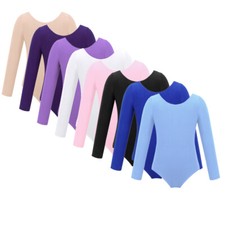 Girls Jumpsuit Sports Bodysuit Long Sleeve Leotard One-Piece Activewear Dance