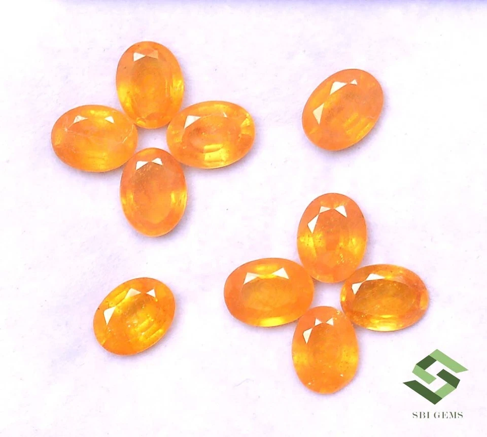 Lote de 10 piezas de piedras preciosas sueltas de zafiro amarillo natural de 8x6 mm 17,75 CTS en buen estado Foto 2 de 4