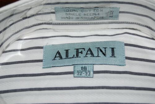 NEW UNUSED ALFANI MEN'S WHITE & GRAY STRIPED DRESS LONG SLEEVE SHIRT 16 32 33 - Picture 2 of 3