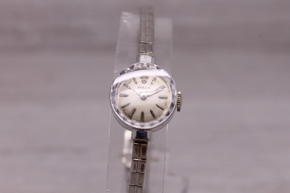 Vintage 1950's Rolex 14k White Gold Ladies Dress Bracelet Watch c.1401