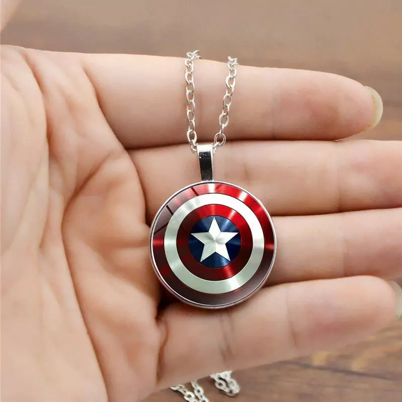 Captain America Vibranium Shield Marvel Superhero Pendant Necklace