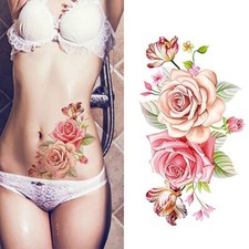 Flash Once Temporary Adhesive Tattoo Pink Rose Body Sticker Gift Party
