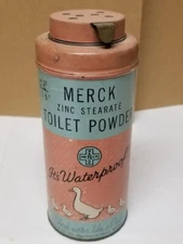 Vintage 5.5" Merck Toilet Powder Tin
