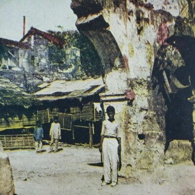 Philippines Manila Earthquake Aqueduct Ruined Lithoview Ruins Stereoview B350