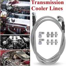 6AN 52"Braided Transmission Fluid Oil Cooler Hose Line Kit For TH350 700R4 TH400