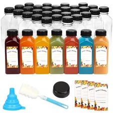 36pcs 12oz Juice Bottles Plastic Bottles with Lids Reusable Clear Containers ...