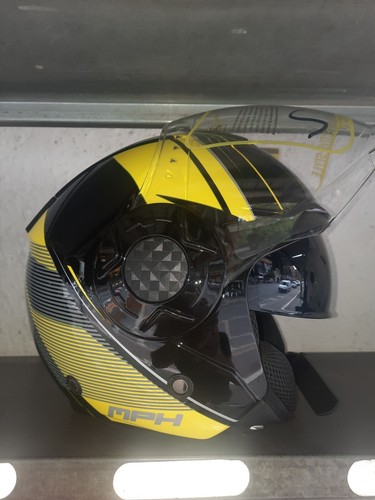 CASCO MPH JET DJ SEMITEGRALE GIALLO/NERO DOPPIA VISIERA OMOLOGATO MIS. L 59 60 - Imagen 3 de 5