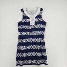 Tommy Bahama Womens Sleeveless Shift Dress Blue M Lace Up Casual Resortwear