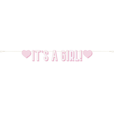Rosa ''It's a Girl'' Buchstaben Banner - Gender Reveal Party