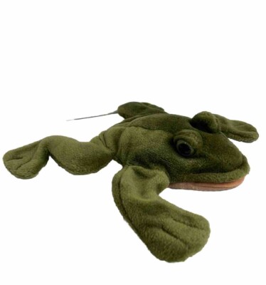 Folkmanis Bullfrog Folktails Hand Puppet Green Frog Plush Big Eyes