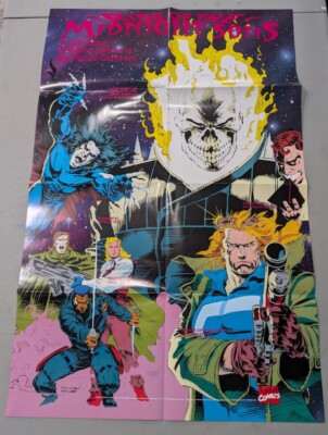 VINTAGE MARVEL Midnight Suns Poster! GHOST RIDER! BLADE! MORBIUS! 34x22''