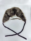 Vintage Cabbage Patch Doll Brown Fur Winter Hat with Velvet Ties