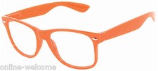 CLASSIC 80s VINTAGE RETRO CLEAR LENS SUNGLASSES SHADES ORANGE FRAME GLASSES