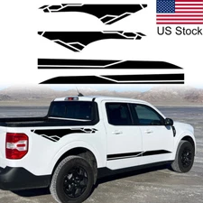 4pcs Black Sport Stripe Body Side Truck Bed Vinyl Decal Stickers Decor Universal