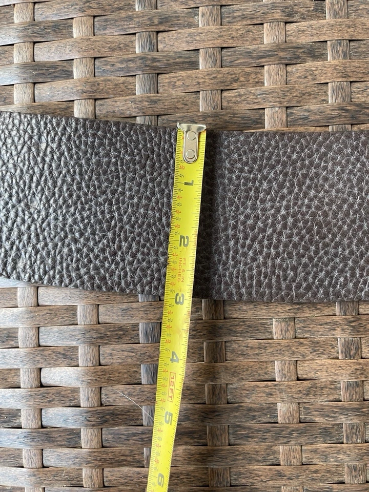 复古棕色 Frank & Eileen 皮革宽腰素色腰带。 30码 — 第 3/4 张图片