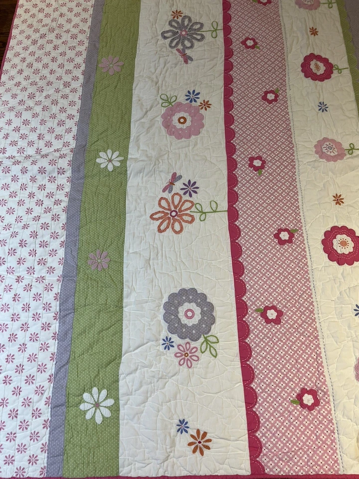 Colcha y colcha floral Pottery Barn Kids Twin Daisy Garden rosa 64"x 85" Foto 3 de 4