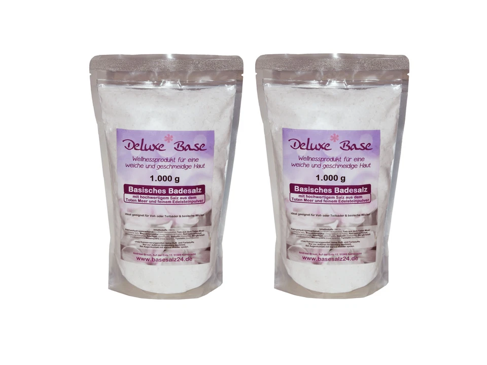 2.000 g Basisches Badesalz Deluxe*Base mit Edelsteinpulve​r für Vollbad & Fußbad