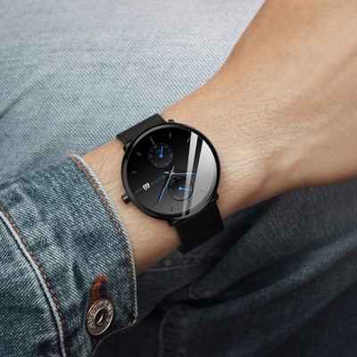 Men's Stylish Multifunctional Luminous Watch with Week Display, 30M Waterproof