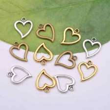 50pcs Tibetan Sliver Heart Charms Pendant Jewelry Findings 14 17MM M3001