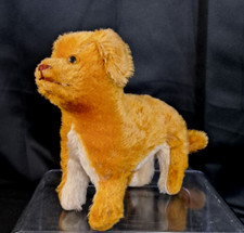Antique   Mohair Dog Plush Stuffed Animal 9"X3"X7" Old No Tags Flaws READ